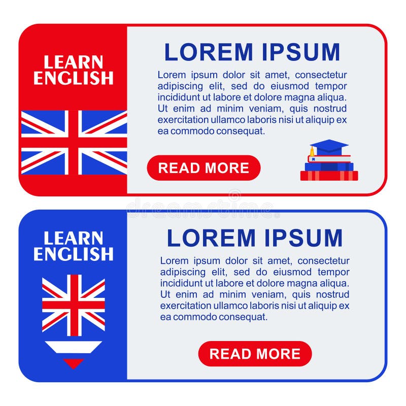Learn english two banners stock vector. Illustration of grammar 105938827
