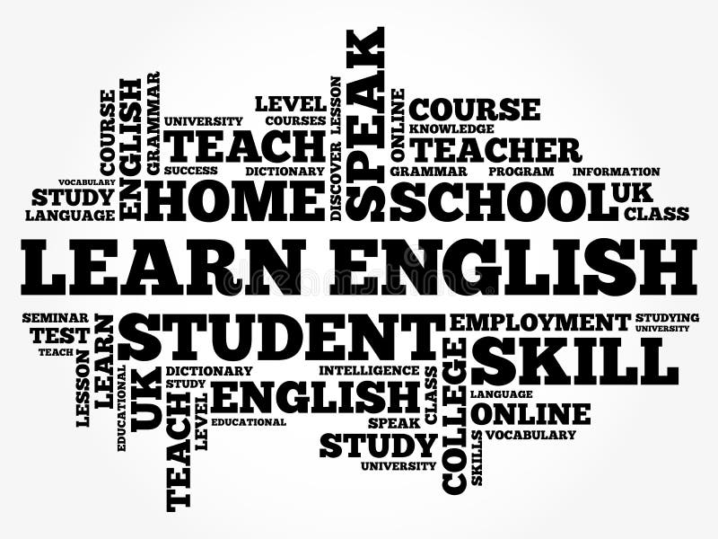 Learn English Word Cloud Collage, Education Concept Background Stock