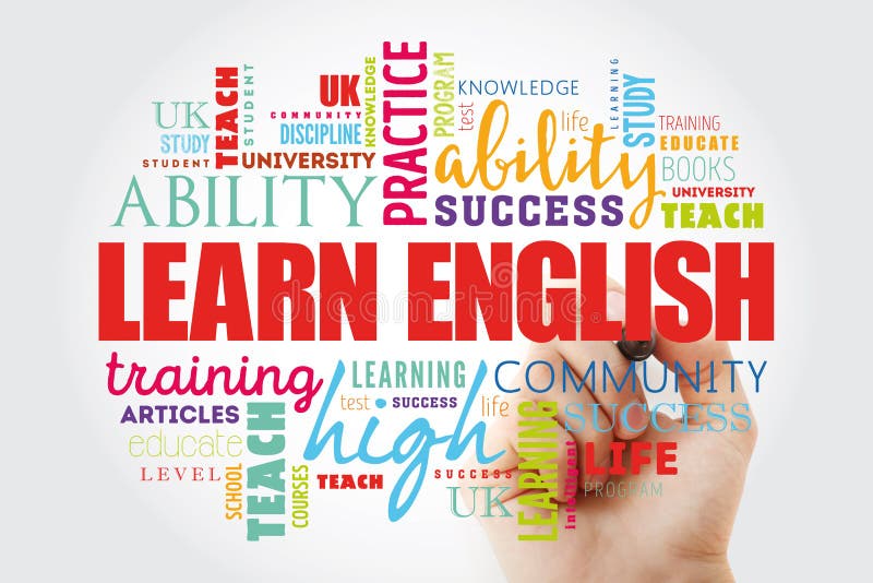 Learn English word cloud collage