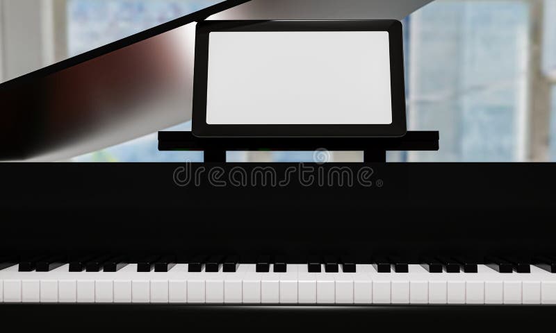 Vetor de Piano online class isolated cartoon vector illustration