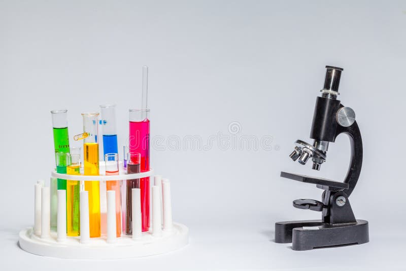 Experiments in Mixing Chemical Substances into Glass Tube Stock Photo