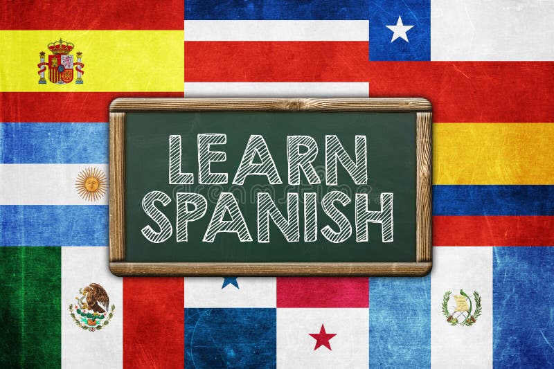Learn Spanish. Vintage background concept royalty free stock image