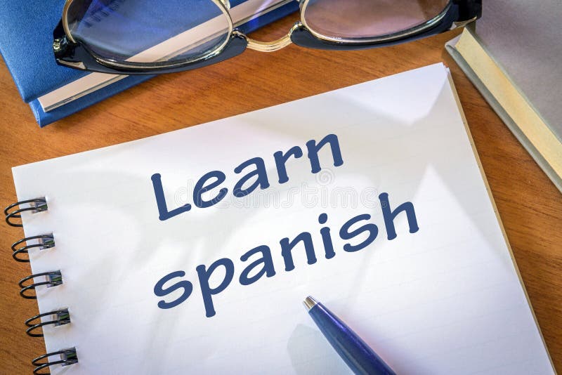Learn Spanish Written in a Notepad Stock Image Image of school, learn