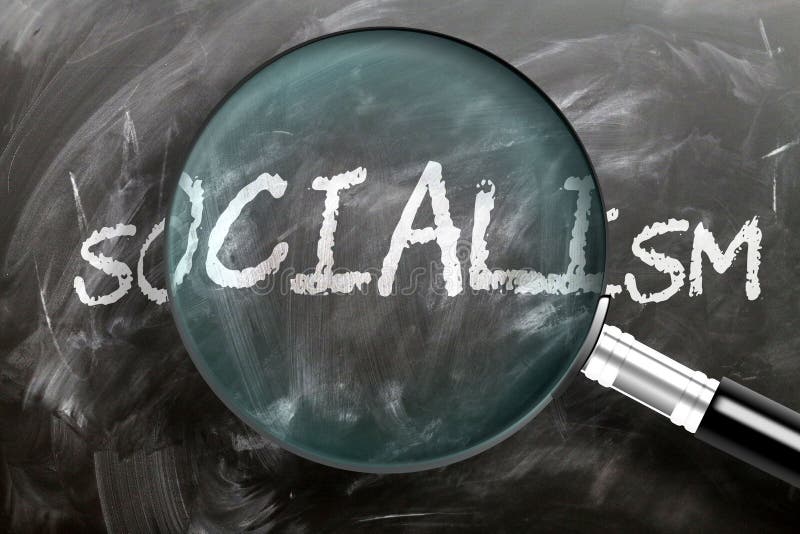 Learn, study and inspect socialism - pictured as a magnifying glass enlarging word socialism, symbolizes researching, exploring royalty free stock images Learn, study and inspect socialism - pictured as a magnifying glass enlarging word socialism, symbolizes researching, exploring royalty free stock images