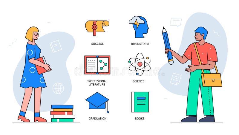 Learning concept - colorful flat design style poster vector illustration