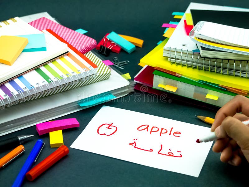 Learning New Language Making Original Flash Cards; Arabic. Arabic learning new language stock images, royalty-free photos and pictures