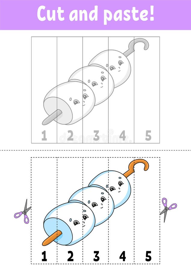 Download Learning Numbers 1-5. Cut And Glue. Cartoon Character ...