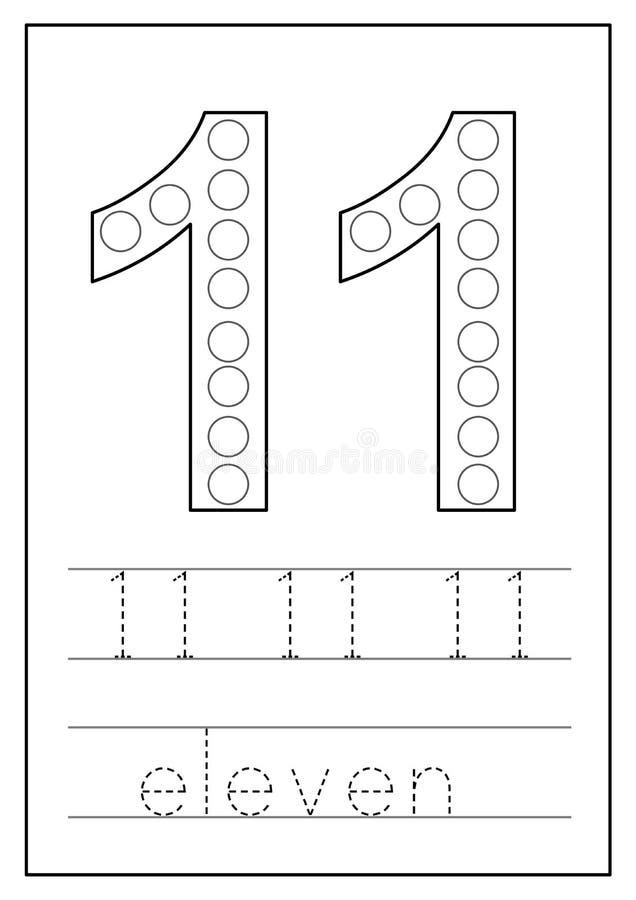 Learning Numbers for Kids. Number Eleven. Math Worksheet. Stock Vector ...