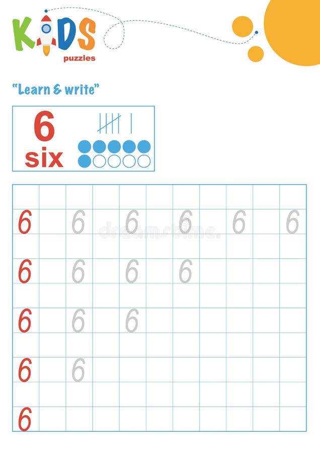 learning numbers learn and write numbers easy colorful worksheet stock vector illustration of children logical 172478407