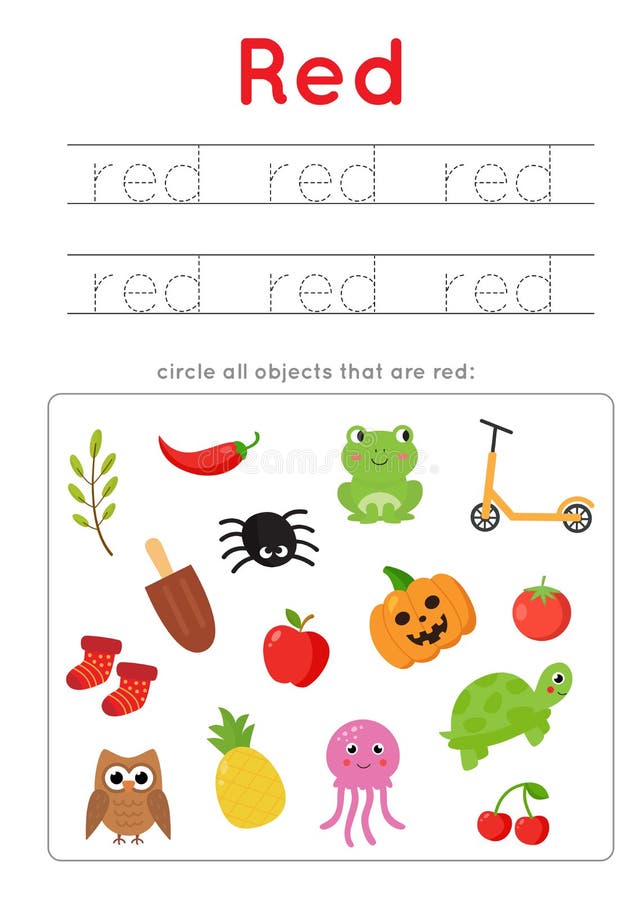 Learning Red Color For Preschool Kids. Educational