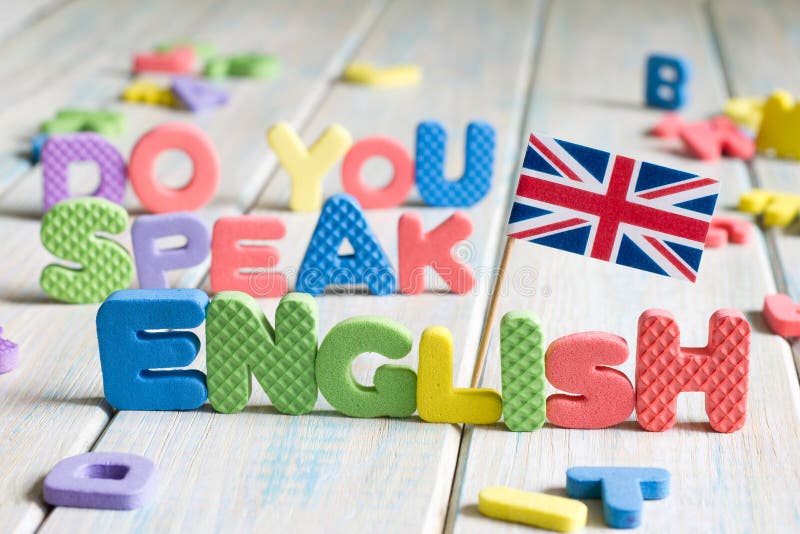 Learning Speaking and Teaching English with British Flag Abstract