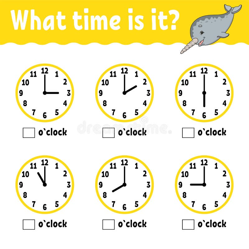 Learning Time On The Clock. Educational Activity Worksheet For Kids And Toddlers. Game For Children. Simple Flat Isolated Vector Stock Vector - Illustration Of Pastime, Magazine: 152647825