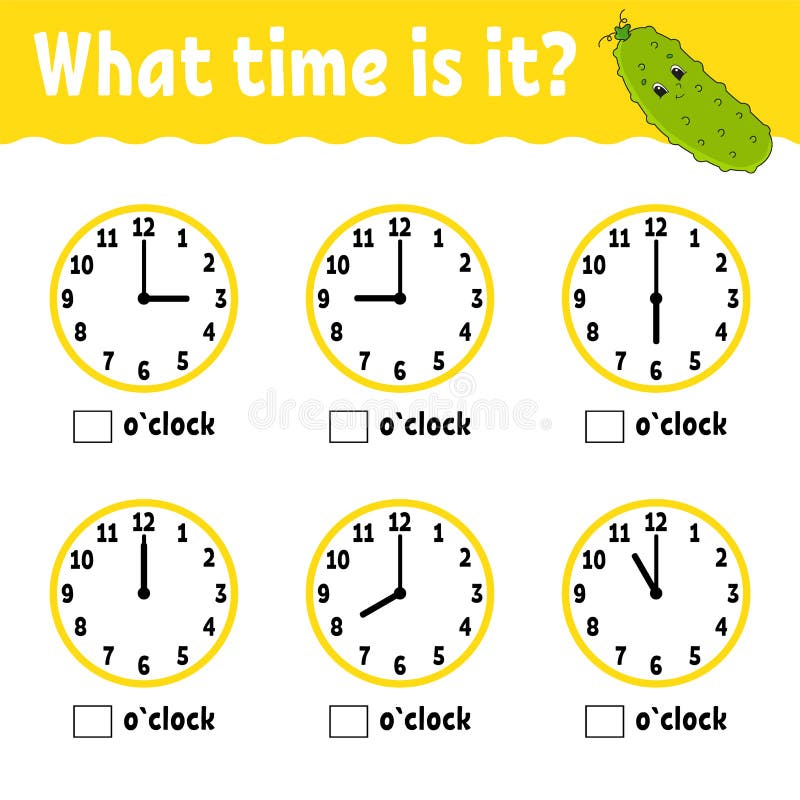 learning time on the clock educational activity worksheet for kids and toddlers game for children stock vector illustration of pastime magazine 152647825