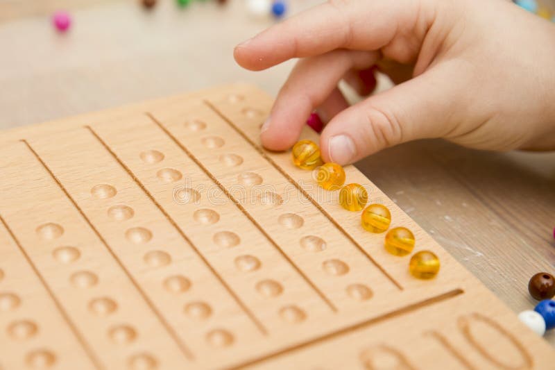 Montessori Beads Board. stock photo. Image of children 252433956