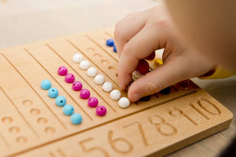 Montessori Beads Board. stock image. Image of board 252433961