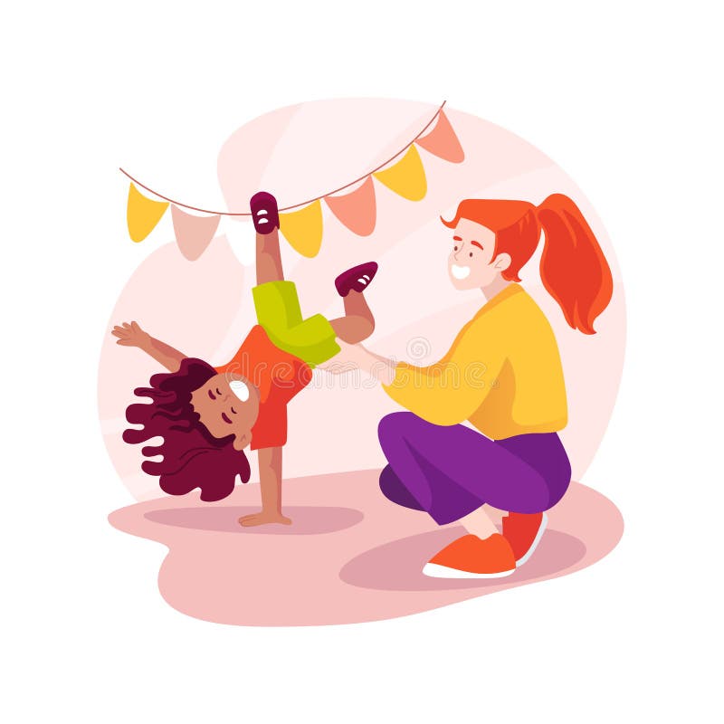 Learning To Do a Somersault Isolated Cartoon Vector Illustration. Stock