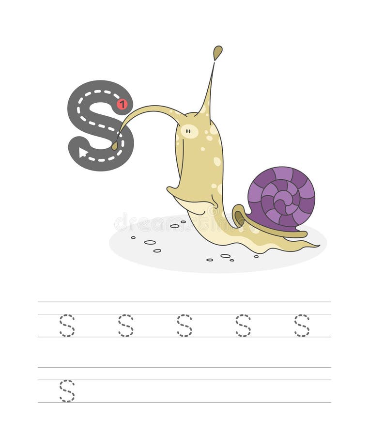 Funny snail with small letters S