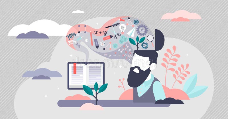 Learning vector illustration, tiny person education knowledge concept stock illustration