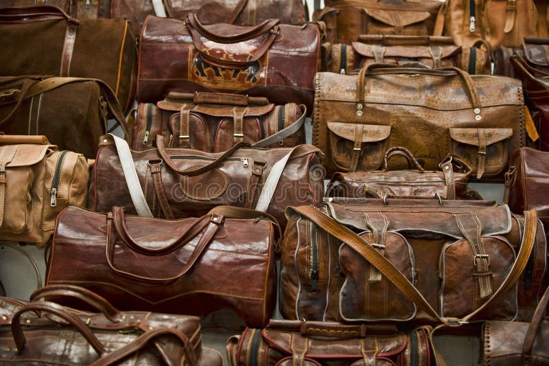 Leather Bags in a Market in Mexico Stock Photo Image of gifts, carry