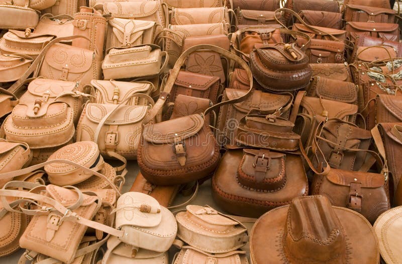 Leather Bags in a Market in Mexico Stock Photo Image of gifts, carry