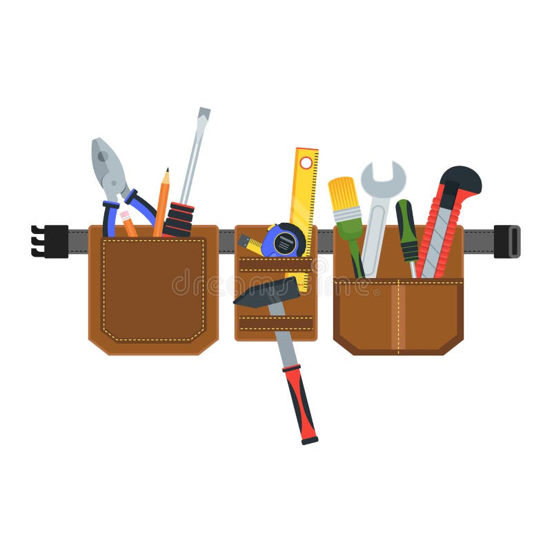 Leather Belt with Tools. Conceptual Image of Tools for Repair Stock Vector Illustration of