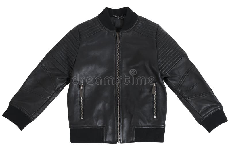 Leather Black Jacket for Boy Isolated Stock Photo Image of isolated