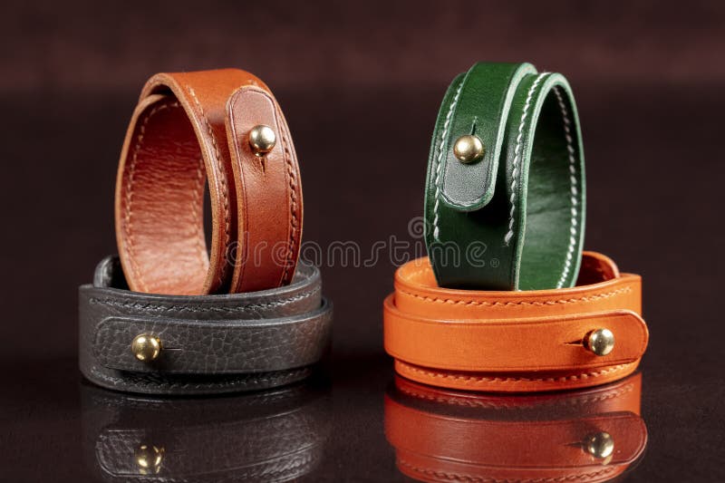 Leather Bracelets with Metal Details Stock Photo Image of vintage