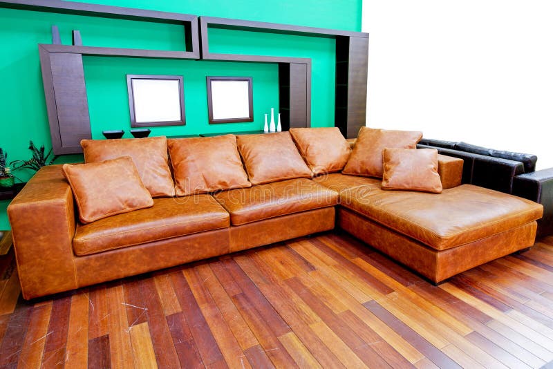 Leather brown sofa