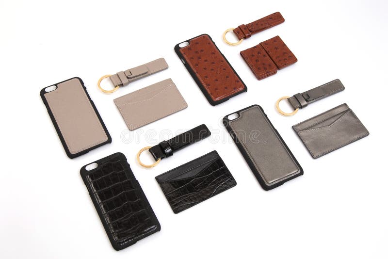 Leather card case  Leather chain wallet  Leather phone case and leather money clip.