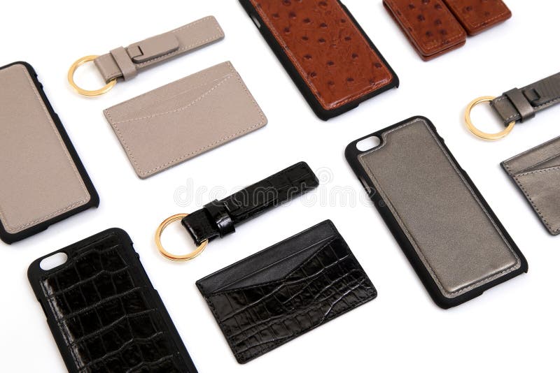 Leather card case  Leather chain wallet  Leather phone case and leather money clip.