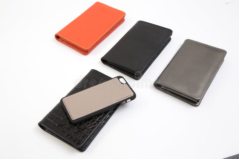 Leather card case  Leather chain wallet  Leather phone case and leather money clip.