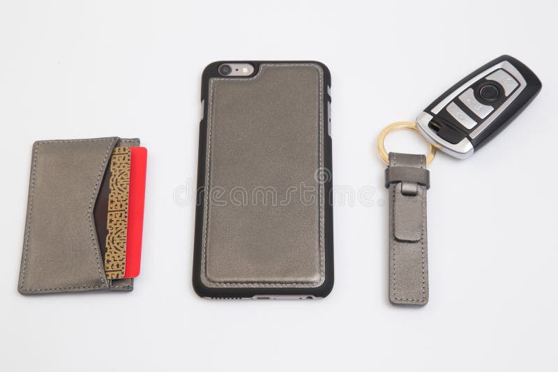 Leather card case  Leather chain wallet  Leather phone case and leather money clip.