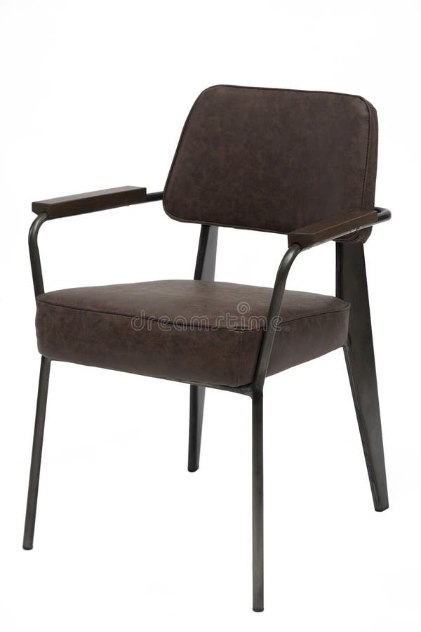 Leather Chair. Brown Color Stool. Modern Designer Stool on White