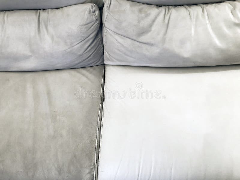 Leather Clean and Dirty Sofa before and after. Stock Image Image of