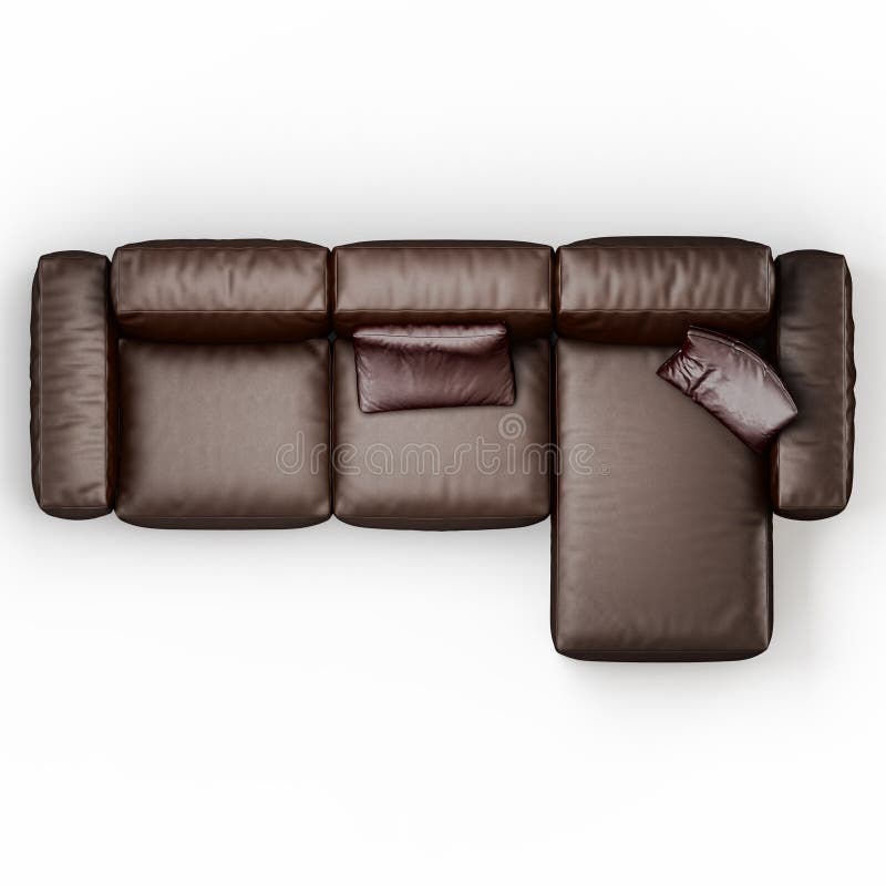 Leather Corner Sofa Brown Color on a White Background Top View 3d Stock  Illustration - Illustration of combination, color: 139662366