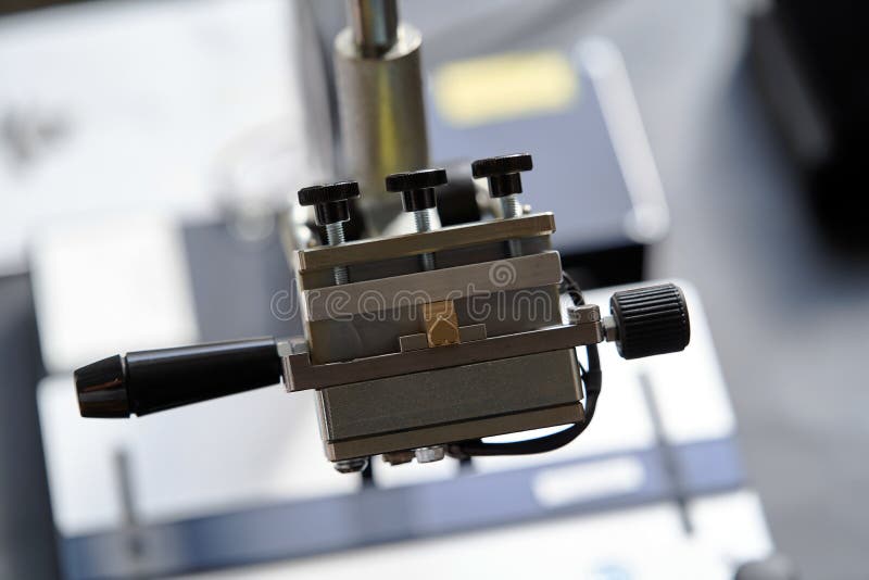 Leather Crafting Concept with Leather Engraving Machine, Closeup Stock