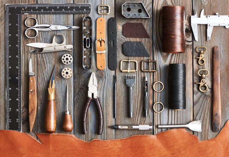Leather crafting tools stock photo. Image of fashion 66076282