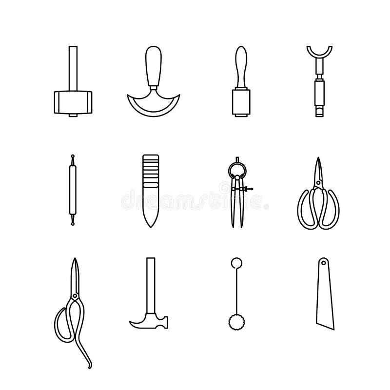 Silhouettes of leather craft tools Royalty Free Vector Image