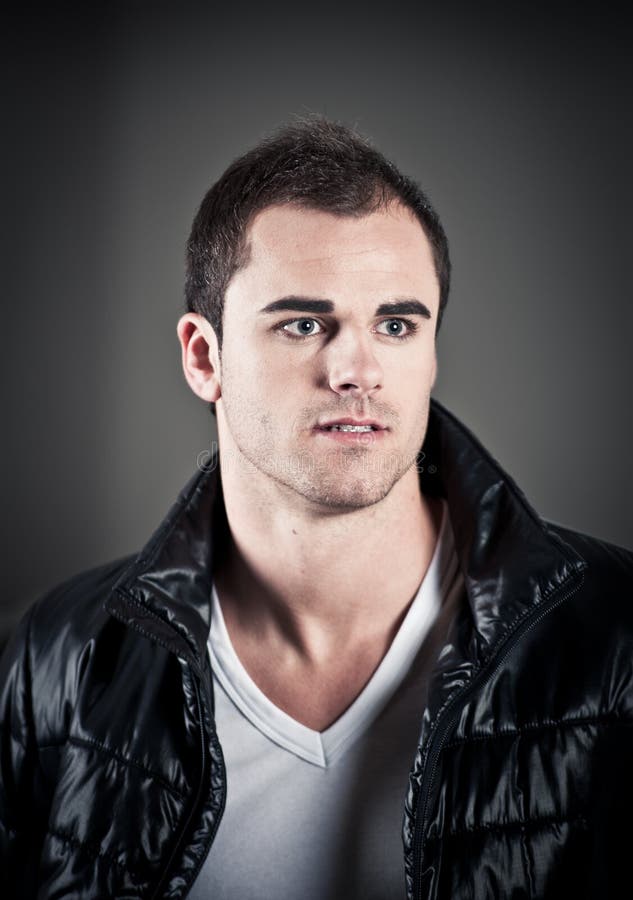 Leather jacket man royalty free stock images