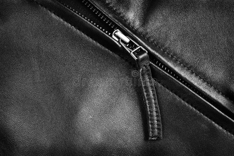 Leather Jacket Zipper stock image. Image of fragment 43786279