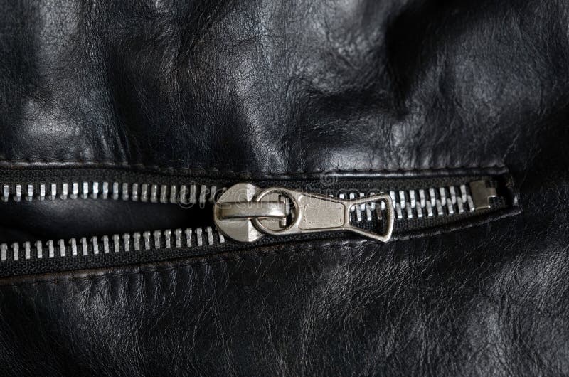 Leather Jacket Zipper Detail Stock Photo Image of black, stitch 40675576