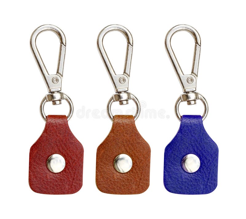 Leather Keychain with Clip Lock for Key on White Stock Image Image of
