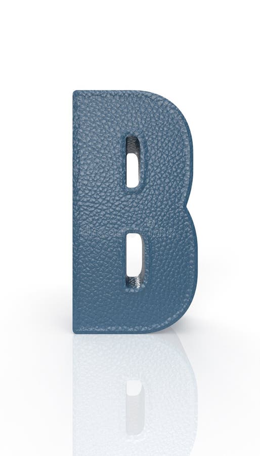Leather Letter B Uppercase. Blue Render Font with Skin Texture Stock ...