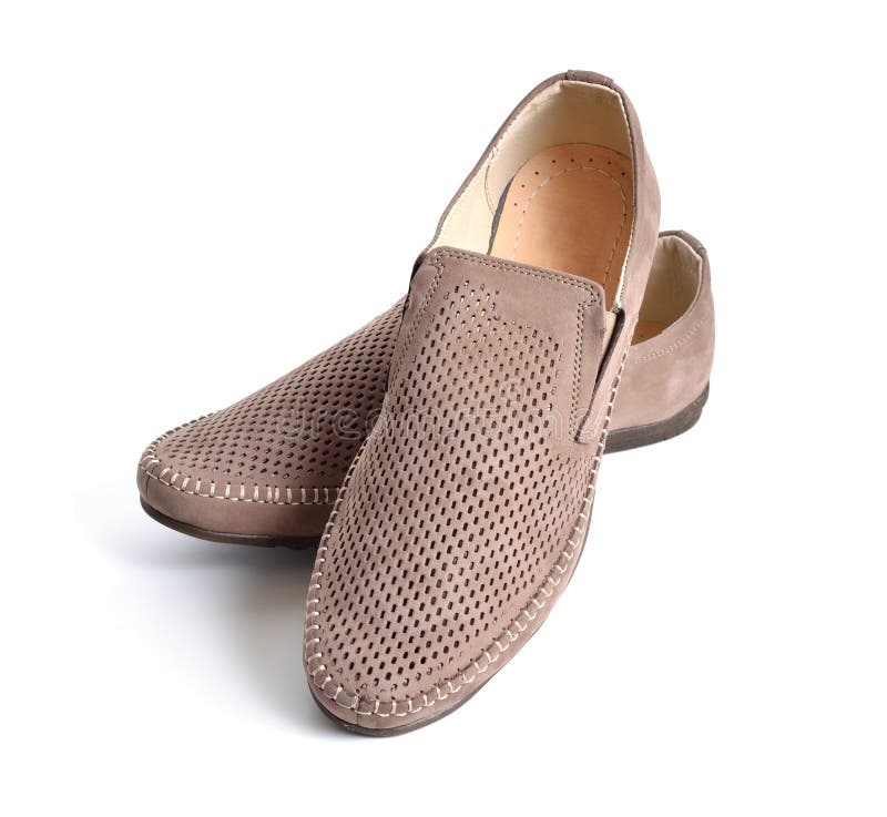 Leather Men`s Shoes with Perforation Isolated. Stock Image Image of