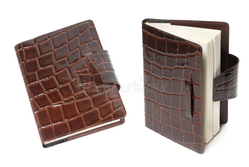 Leather notebook stock photos