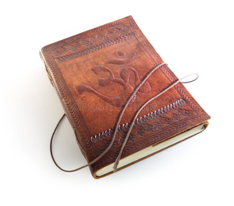 Leather notebook with a sign Om stock images