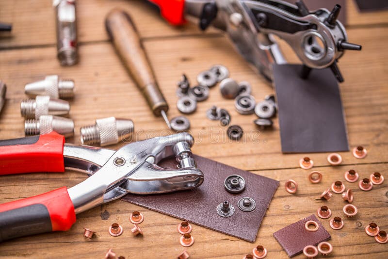 Leather punch tools stock image. Image of buckle, accessories 72738233