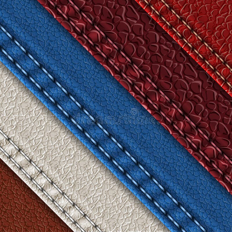 Leather Samples with Stitches Stock Vector Illustration of background, imitation 92814115
