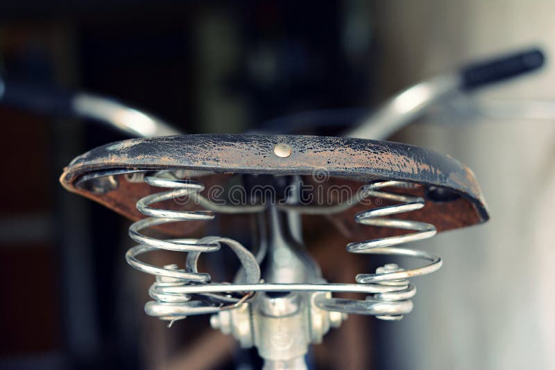 Leather seat old bicycles stock photo. Image of holiday 47549704