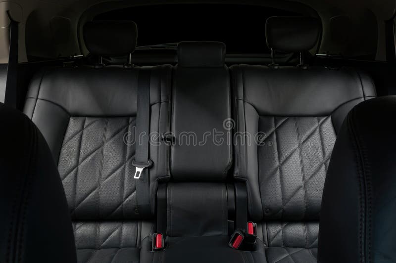 Leather seats in modern car. Interior detail background stock photos